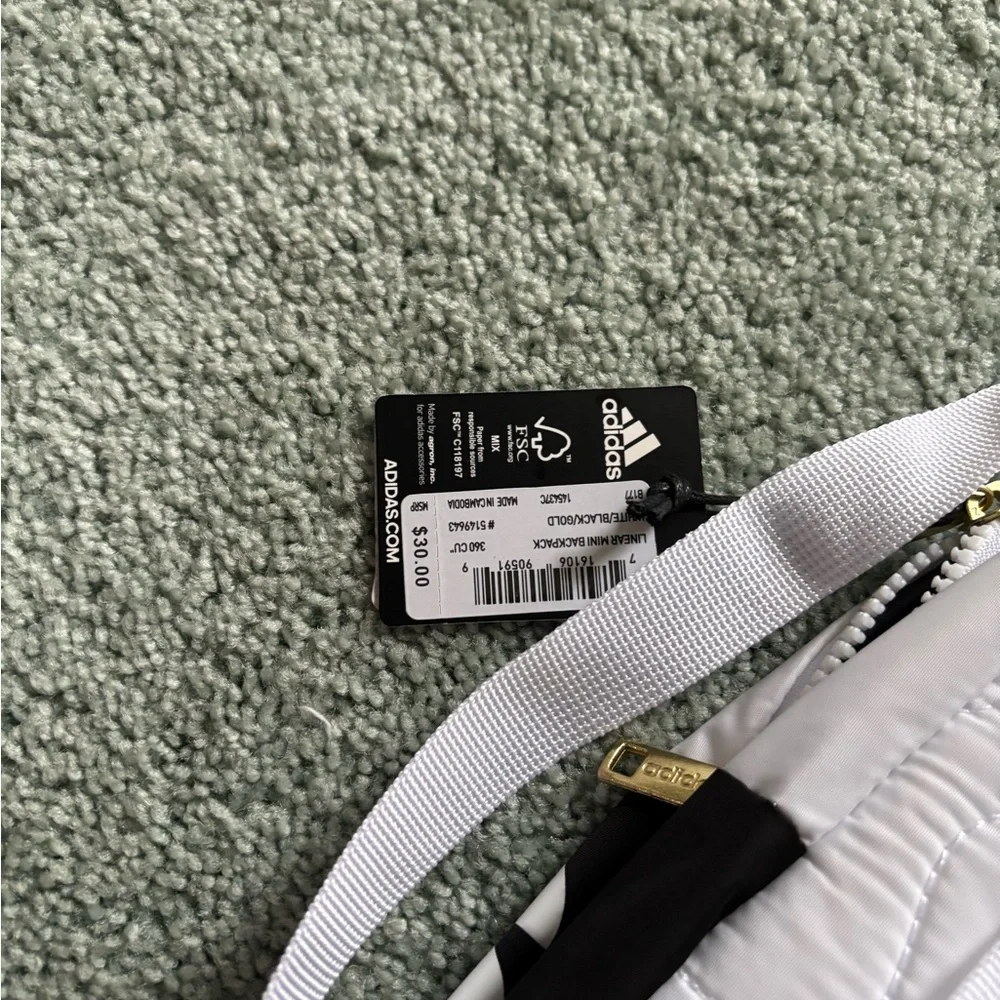Adidas NWT Linear Mini Backpack Black and White - Picture 3 of 5